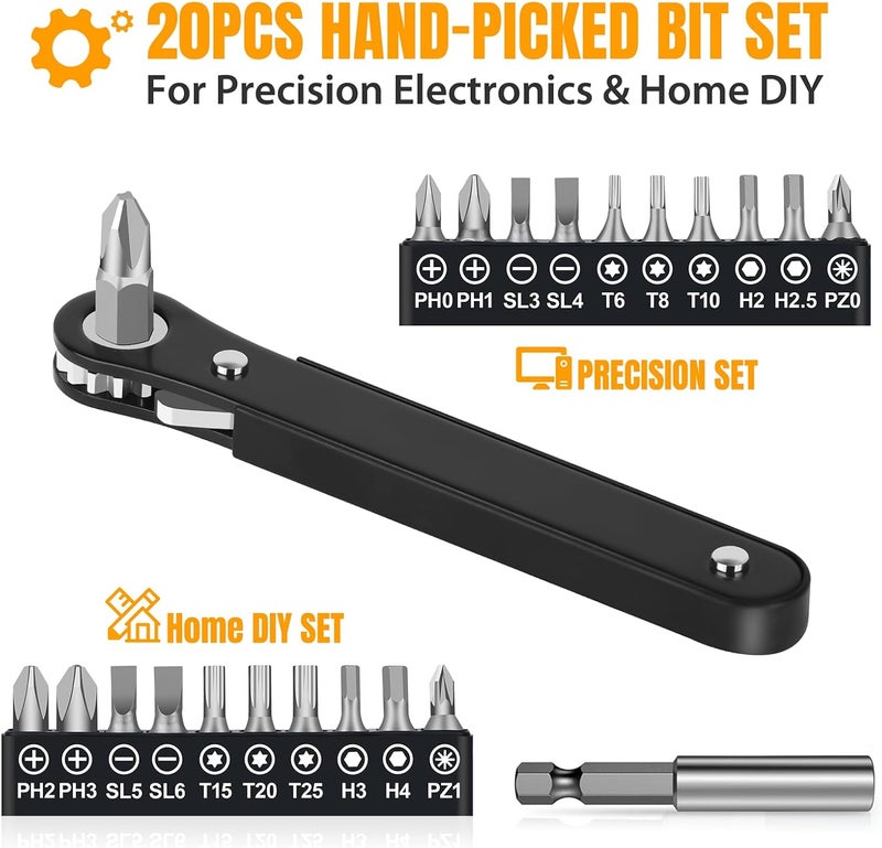 NewFation Ratcheting Screwdriver Men Gifts – Right Angle Screwdriver for Tight Spaces, Cool EDC Gadgets, Small Tool Gift for Men Dad Husband - Image 4